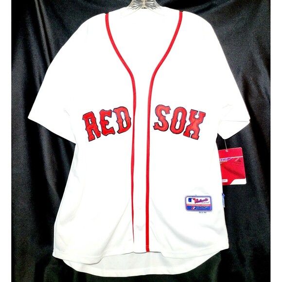 BOSTON RED SOX MAJESTIC STITCHED ONFIELD MLB #40 Jersey White Size 48 *flaw* NWT - Picture 5 of 11